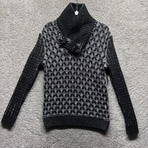 Barabas Black Cable Knit Turtle Neck High Neck Sweater Buckles Size MEDIUM NWT